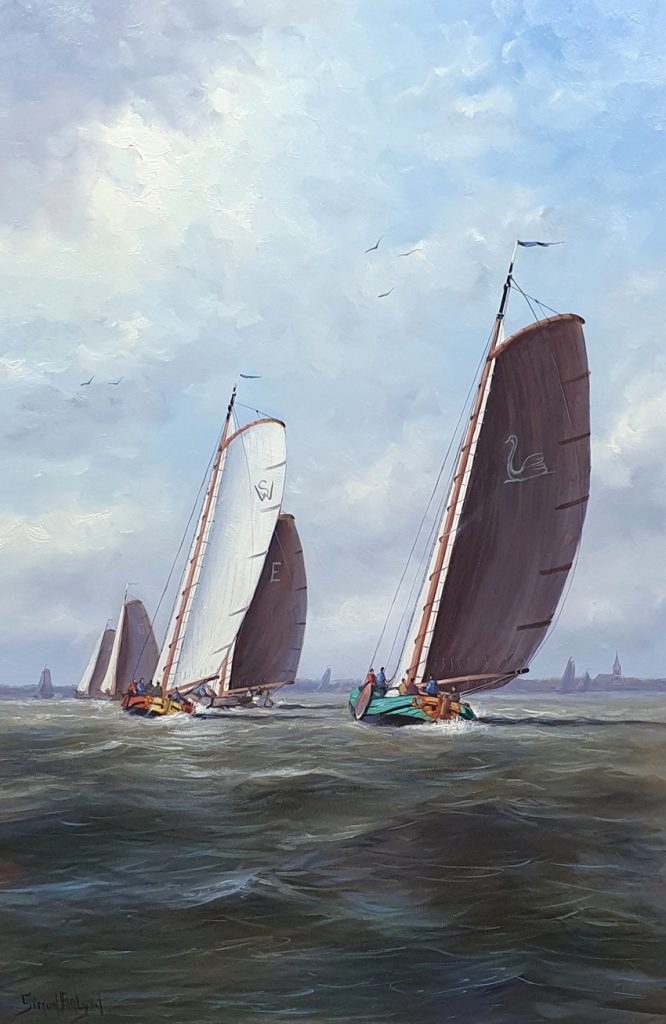 Skutsjes-Skutsjesilen-Kunstschilder-Simon-Balyon-Schilderij