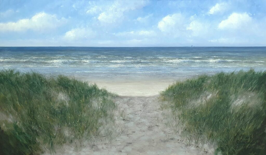 Duinen Zee Strand schilderij olieverf strand simon balyon kunstschilder 